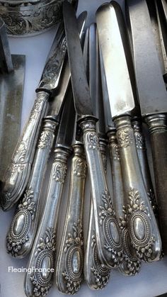 French antique silver Retro, Metal, Steampunk, Vintage Silver, Silver Flatware, Silver Spoons, Vintage Cutlery, Vintage Flatware