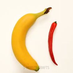 two bananas and a red pepper on a white background