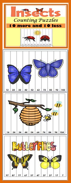 an insect counting puzzle with butterflies and bees
