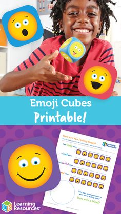 Learn to identify and express emotions with our fun Emoji Cubes! Play Therapy, Play, Kids Behavior, Identify, Kids And Parenting, Emoji