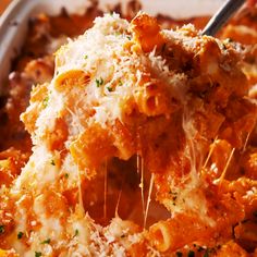 In case you missed it, copycat recipes are kind of our speciality. And this one tastes just like Olive Garden's 5-Cheese Ziti Al Forno...maybe better! Our advice: Buy a jar of marinara but make your own alfredo! Get the recipe at Delish.com. #delish #easy #recipe #zitialforno #fivecheese #cheese #pasta #olivegarden #copycat #italian Pasta Recipes, Italian Dishes