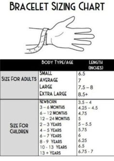 the size guide for braclet sizing chart
