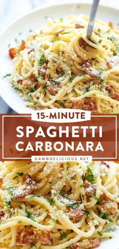 SPAGHETTI CARBONARA Spaghetti, Bacon Pasta, Pasta Recipes With Spaghetti Noodles, Bacon Pasta Recipes, Pasta Dishes, Best Pasta Dishes, Pasta Carbonara Recipe