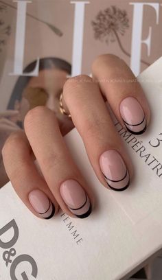 59. Black Line French Tips If you don’t already wear a French nail twist, get on that, because oval nail shapes are gonna be...