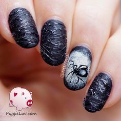 PiggieLuv: Sugar spun spiderweb nail art for Halloween Nail Art Galleries, Gothic Nail Art