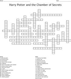 the harry potter and the chamber of secrets crossword puzzle for kids to play with