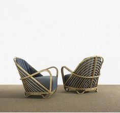 Arne Jacobsen rattan & cane Charlottenborg Lounge Chairs, Nissen & Co, 1936 Arne Jacobsen, Danish Design, Sofa Chair, Lounge Chairs