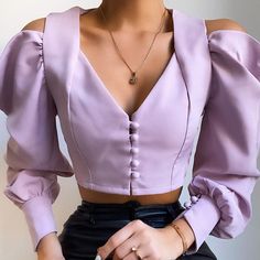 Chic Outfits, Crop Shirt, Blouses For Women, Puff Sleeve