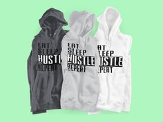 Eat Sleep Hustle Repeat Hoodie - Hooded Sweatshirt Activewear - Plus Size Activewear - Unisex Pullover Front Pouch Hoodie - Sizes S-5XL Workout Hoodie