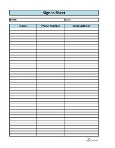 Printable Sign-In Sheet Event Planning Forms, Sign Up Sheets, Sign In Sheet Template, Sign In Sheet, Open House, Sign Out Sheet, Free Website Templates, Pinterest Sign In