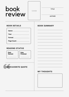 the book review form is shown in black and white