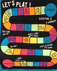 a game board with words on it that says let's play