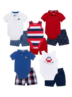 Garanimals - Garanimals Baby Boy Red/Blue Summer Kid-Pack Gift Box, 10pc Set - Walmart.com - Walmart.com Walmart, Toddler Boys, Kids, Baby Boy Outfits, Summer, Children's Outfits, Baby Clothes, Kids Outfits