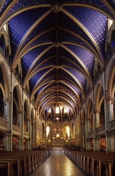 the inside of a church with vaulted ceilings