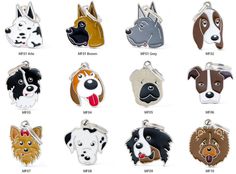 many different types of dogs are shown on this keychain with the same dog's face