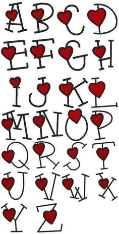 the letters and numbers with hearts on them