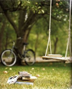 Ride. Swing. Read under tree. Repeat. Play, Bicycles, Hammocks, Summer, Outdoors