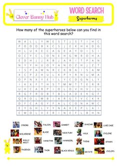 the word search is shown in this printable worksheet for children to learn how to