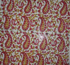 10 Yard Hand Block Printed 100% Cotton Running Paisley Floral 44" Width Fabric  #Unbranded Prints, Print, Undefined, Light