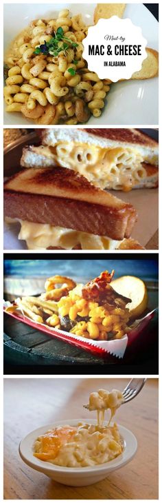 macaroni and cheese is shown in three different pictures, including one with the word macaroni and cheese on it
