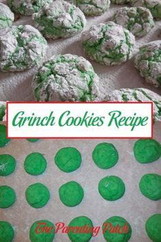 green cookies sitting on top of a cookie sheet