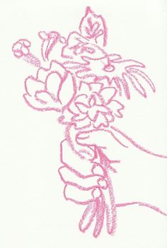 a drawing of a bouquet of flowers in someone's hand