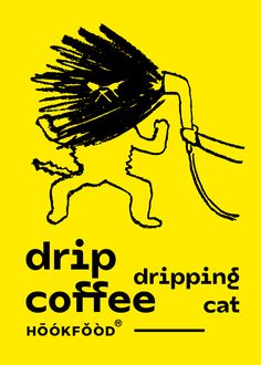 the logo for drip coffee is shown on a yellow background with an image of a man with dreadlocks