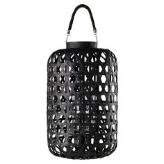 A characterful lantern in a black natural weave. Featuring a discreet protective glass inside which helps you to use the candle safely. #blacklantern #boholanterns Parasol, Unique Furniture, Outdoor Accessories, Mirror Wall Decor, Black Bamboo, Decorative Storage Boxes, Lantern Candle Holders
