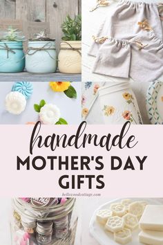 Homemade gifts are a sweet way to show appreciation this Mother's Day. Take a look at these 12+ Homemade Mother's Day Gifts for simple DIY gifts you can make for mom like mason jar succulent planters, reusable linen bags, silhouette art, craft kits, and more!