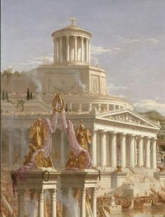 a painting of the capitol building in washington d c, with people gathered around it