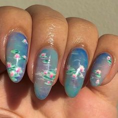 #art #design #fashion #diamond #style #beauty #blogger #blog #stylish #fashionable #outfit #girl #nail Nail Art Designs, Sky Nails, Lily Nails, Water Nails, New Nail Art Design, My Nails