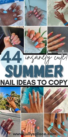 summer nails, summer nail ideas, summer nail designs, summer beach nails, summer nail art Holiday Nail Designs, Summer Gel Nails, Bright Summer Nails Designs, Summer Vacation Nails, Summer French Manicure