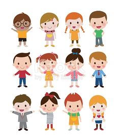cartoon children with different poses and expressions