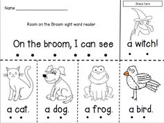 Room on the Broom emergent reader — cute for a Halloween fluency activity! Literacy, Fractions, Reading Ideas, Kindergarten Reading