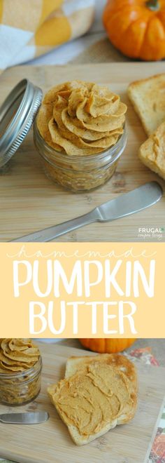 Delicious Homemade Pumpkin Butter Recipe with 5 simple pantry ingredients. This recipe is perfect on warm bread or muffins!  #pumpkinbutter #butterrecipe #pumpkinrecipes #recipes Dips, Bagel, Diy