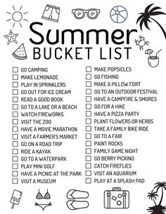 a printable summer bucket list