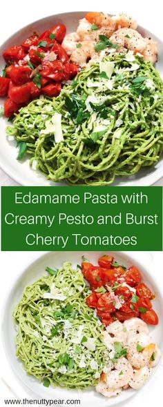 pasta with creamy pesto and burst cherry tomatoes is the perfect side dish for any meal