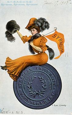 a woman in an orange dress is sitting on top of a coin and holding a flag
