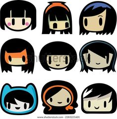collection d'icônes de tête de fille : image vectorielle de stock (libre de droits) 2283221601 | Shutterstock Image, Icon, Collection, Stock