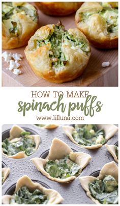 spinach puffs with the title above it
