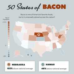 Here's which states eat bacon the most Bacon, Funny Quotes, Quizzes, Explain Why, Info, Map, Career Change, Interactive Map