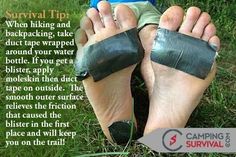 Survival Tip when hiking take duct tape More Duct Tape, Survival Gear, Prevent Blisters, Armageddon, Shoe, Outdoor Survival, Survival, Effective, Survival Life