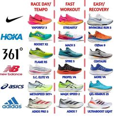 many different types of shoes are shown in this ad for the adidas marathon event