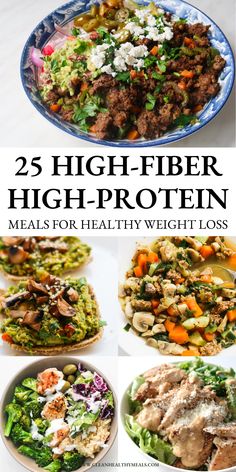 Low Carb Lean Protein Meals, High Protein And Fiber Meals Dinners, High Protein And Fiber Lunch, High Protein And Fiber Meals, High Protein Low Fat Meals, High Protein High Fiber Meal Prep, High Protein Weekly Meal Plan, High Protein Meals Low Carb, High Protein And High Fiber Meals