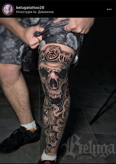 Leg Tattoos, Leg Tattoo Men, Face Tattoos, Calf Tattoo, Skull Tattoo Design, Full Leg Tattoos