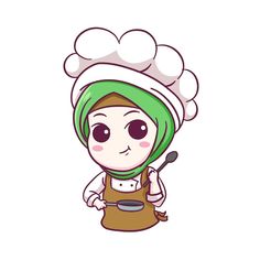 Vector cute and kawaii muslim female che... | Premium Vector #Freepik #vector #muslim-chef #hijab-chef #kid-chef #little-chef Manga, Muslim, Chibi, Female, Female Chef, Hijab, Kid
