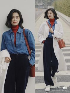 Outfits, Korean Street Fashion, Korean Outfit Street Styles, Korean Ootd Casual, Korean Outfits, Jean, Stylish Outfits, Shirt Under Sweater Outfit, Casual Style Outfits