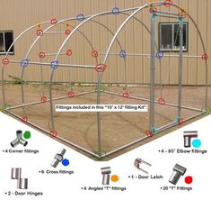 the diagram shows how to build an outdoor batting cage
