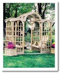 two swings facing each other Trellis, Pergolas, Garden Design, Outdoor Furniture, Garden Furniture, Furnitures, Arbors Trellis, Outdoor Structures