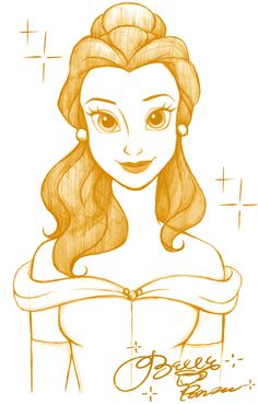 a drawing of princess aurora from disney's beauty and the beast